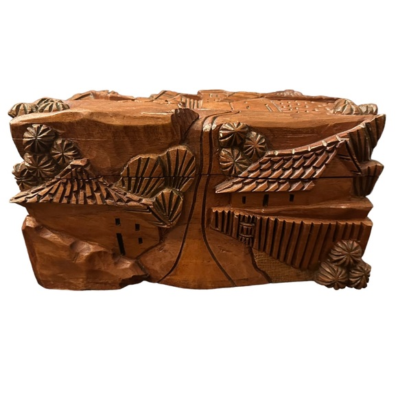 Vintage Honduran Handmade Wooden Decorative Chest Box 10" - Picture 2 of 11